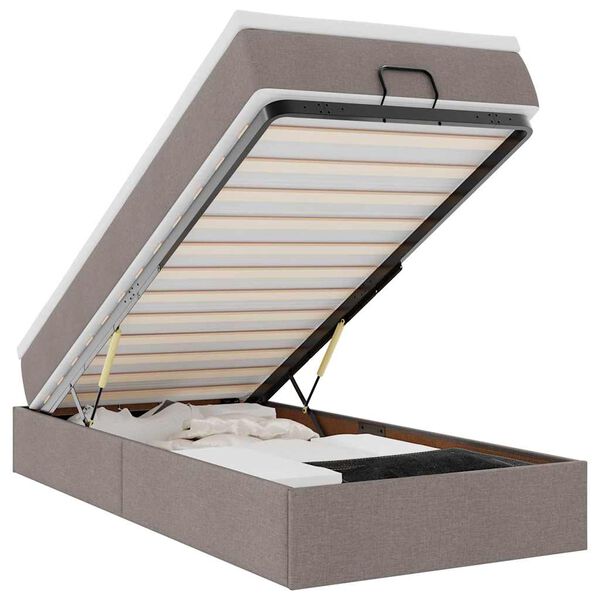 vidaXL Cadre de lit ottoman avec matelas taupe 100x200 cm tissu