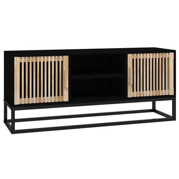 vidaXL Meuble TV noir 105x30x45 cm bois d'ing&eacute;nierie et fer