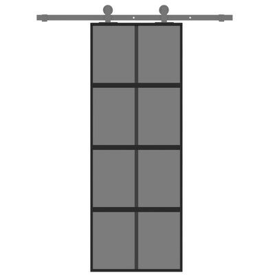 vidaXL Porte coulissante noir 76x205 cm verre trempé aluminium