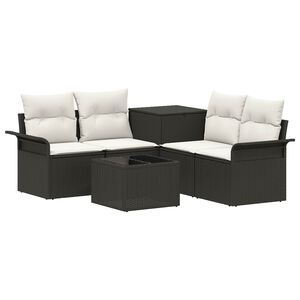 vidaXL Ensemble de Canap&eacute;s 6 pc 4-Nombre de places Noir et blanc cr&egrave;me
