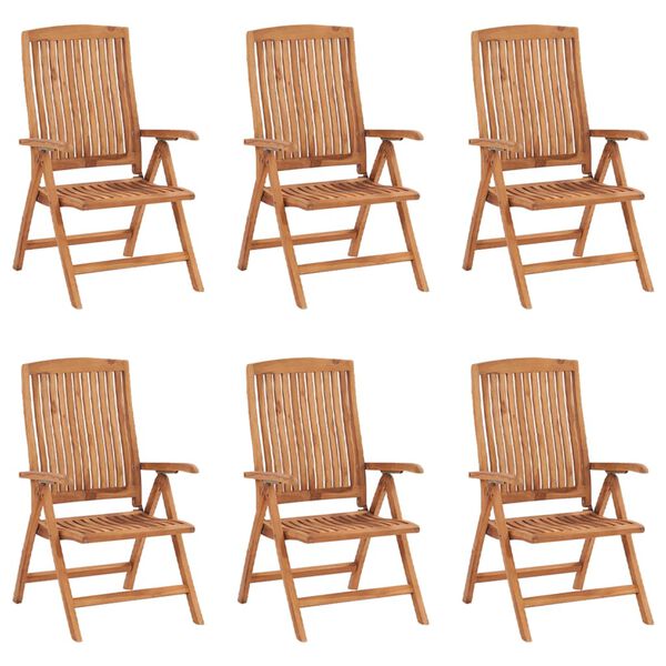 vidaXL Chaises inclinables de jardin et coussins lot de 6 Teck solide
