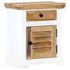 vidaXL Table de chevet Blanc et marron 40x30x50cm Manguier solide brut
