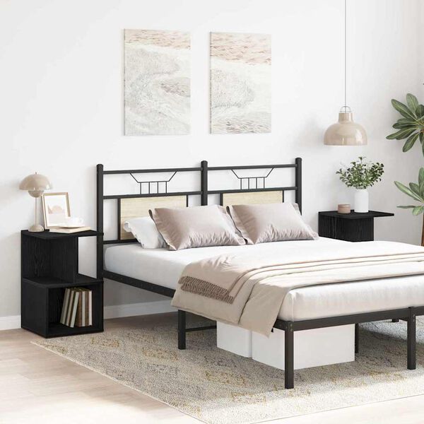 vidaXL Cabinet de chevet 2 pcs Ch&ecirc;ne noir 35 x 35 x 55 cm