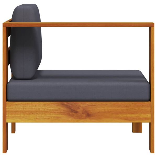 vidaXL Canap&eacute; central avec 1 accoudoir Gris fonc&eacute; Acacia solide