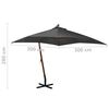vidaXL Parasol de jardin suspendu avec m&acirc;t Anthracite bois de sapin