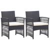 vidaXL Fauteuils de jardin avec coussins 2 pcs Noir R&eacute;sine tress&eacute;e