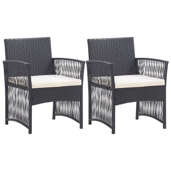 vidaXL Fauteuils de jardin avec coussins 2 pcs Noir R&eacute;sine tress&eacute;e