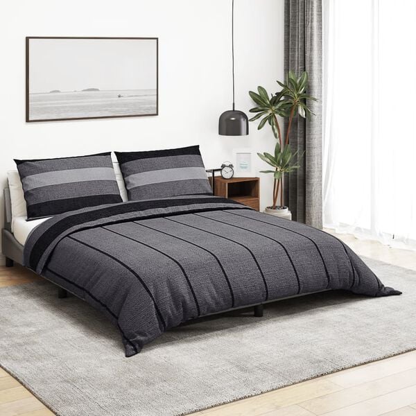 vidaXL Ensemble de housse de couette gris foncé 155x220 cm Coton