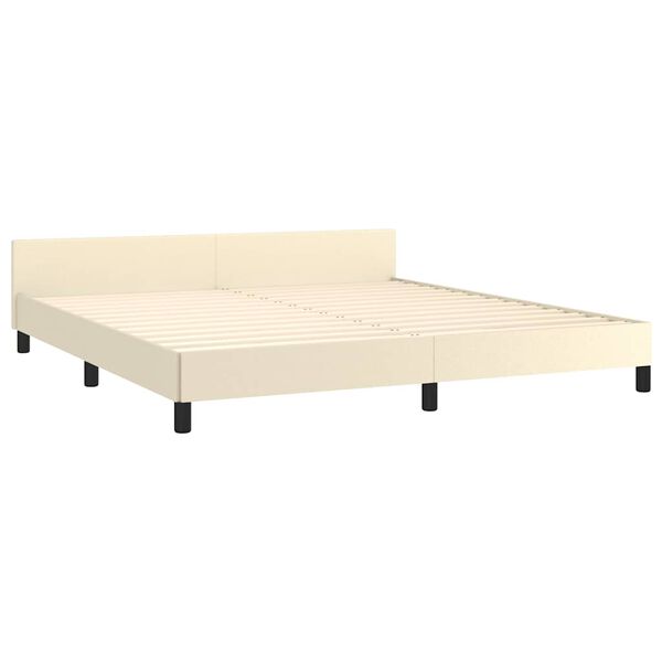 vidaXL Cadre de lit avec tête de lit sans matelas crème 180x200 cm