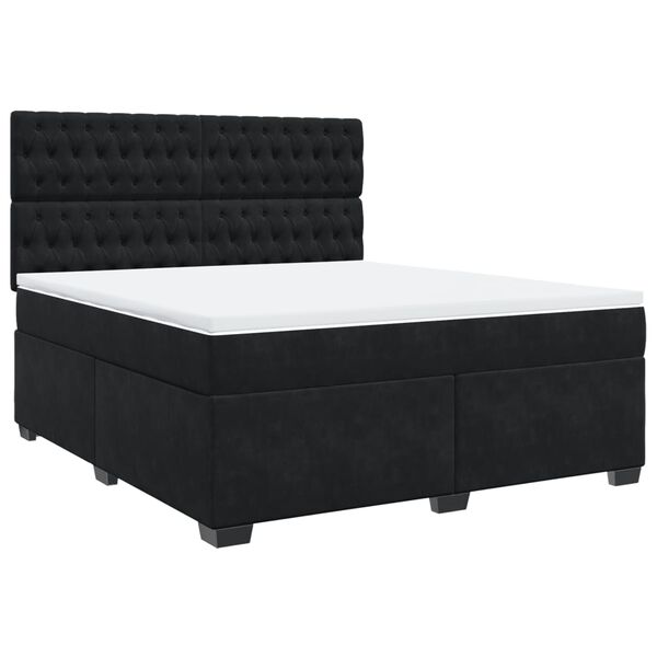 vidaXL Sommier &agrave; lattes de lit avec matelas Noir 180x200 cm Velours