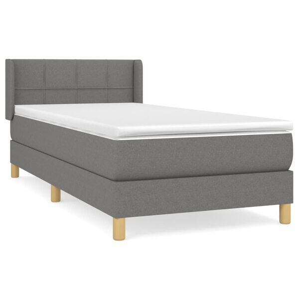 vidaXL Sommier &agrave; lattes de lit et matelas Gris fonc&eacute; 90x190 cm Tissu