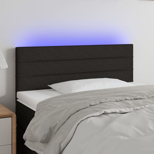 vidaXL T&ecirc;te de lit &agrave; LED Noir 90x5x78/88 cm Tissu