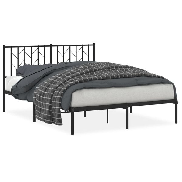 vidaXL Cadre de lit m&eacute;tal sans matelas avec t&ecirc;te de lit noir 140x200cm