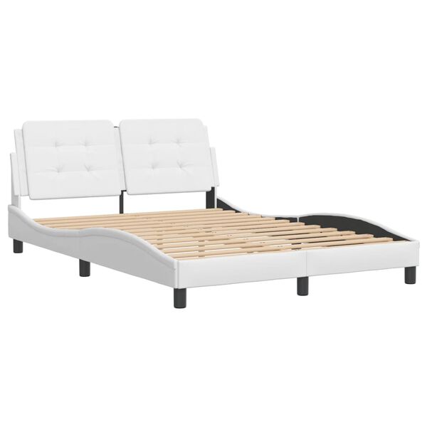 vidaXL Cadre de lit sans matelas Zadar blanc 140x190 cm similicuir