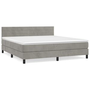 vidaXL Sommier &agrave; lattes de lit et matelas Gris clair 160x200cm Velours