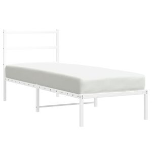 vidaXL Cadre de lit m&eacute;tal sans matelas avec t&ecirc;te de lit blanc 75x190cm