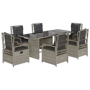 vidaXL Ensemble &agrave; manger de jardin et coussins 7 pcs gris clair rotin