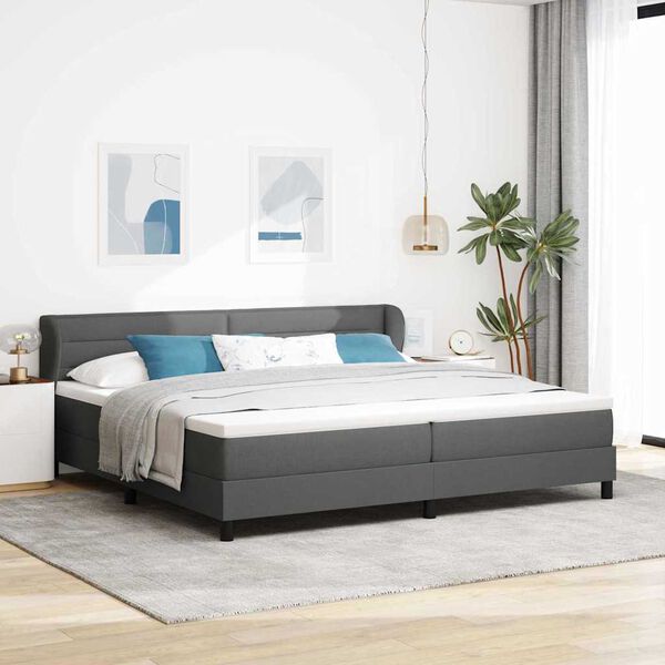 vidaXL Lit &agrave; ressorts avec matelas Gris fonc&eacute; 200 x 200 cm tissu