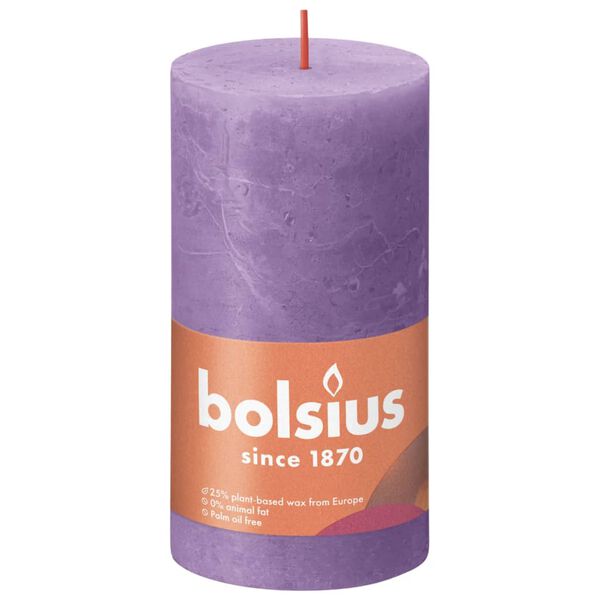 Bolsius Bougies pilier rustiques Shine 4 pcs 130x68 mm Violet vibrant