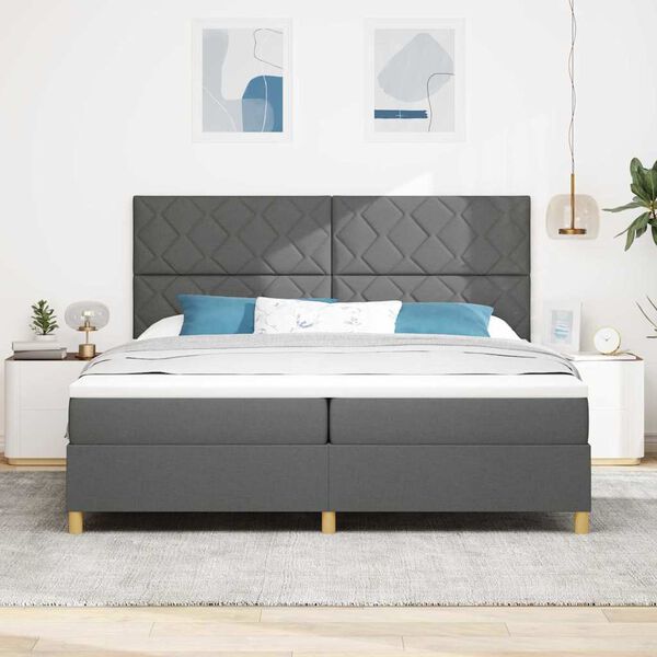 vidaXL Lit &agrave; ressorts avec matelas Gris fonc&eacute; 200 x 200 cm tissu