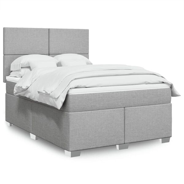vidaXL Sommier &agrave; lattes de lit avec matelas Gris clair 160x200cm Tissu