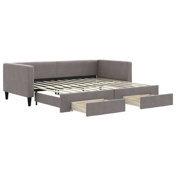 vidaXL Lit de jour avec gigogne et tiroirs sans matelas taupe 90x200cm