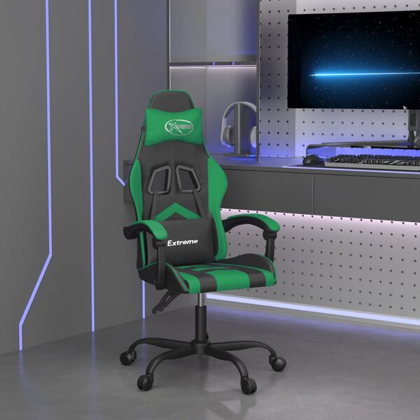 vidaXL Chaise de jeu Noir et vert Similicuir
