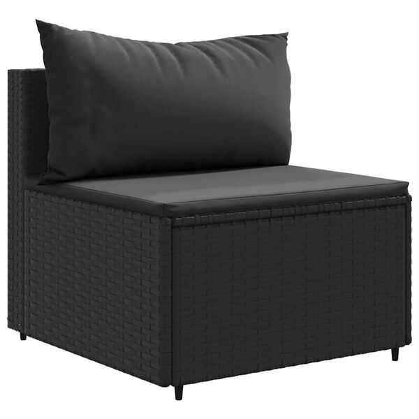 vidaXL Salon de jardin 4 pcs avec coussins noir r&eacute;sine tress&eacute;e