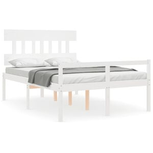 vidaXL Lit pour personne &acirc;g&eacute;e sans matelas blanc bois massif
