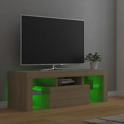 vidaXL Meuble TV avec lumières LED chêne sonoma 120x35x40 cm