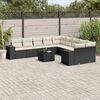 vidaXL Salon de jardin 11 pcs avec coussins noir r&eacute;sine tress&eacute;e