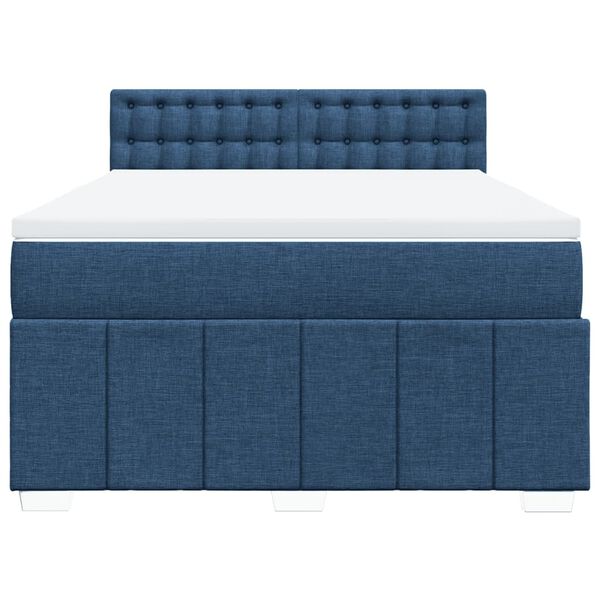 vidaXL Sommier &agrave; lattes de lit avec matelas Bleu 160x200 cm Tissu