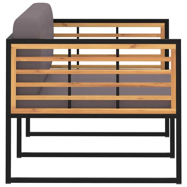 vidaXL Banc de jardin avec coussins 136 cm Bois d'acacia Gris fonc&eacute;