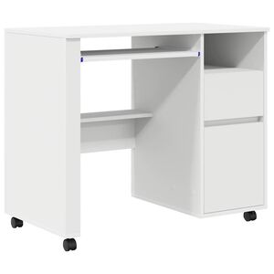 vidaXL Bureau avec roues Blanc 91 x 50 x 77 cm Bois d'ing&eacute;nierie