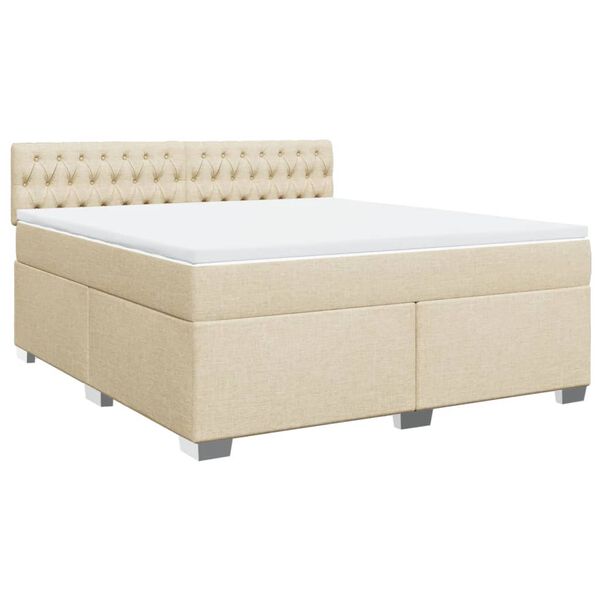 vidaXL Sommier &agrave; lattes de lit avec matelas Cr&egrave;me 180x200 cm Tissu