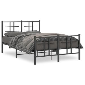 vidaXL Cadre de lit m&eacute;tal sans matelas avec pied de lit noir 120x190cm