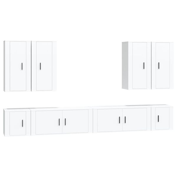 vidaXL Ensemble de meubles TV 8 pcs Blanc Bois d'ing&eacute;nierie