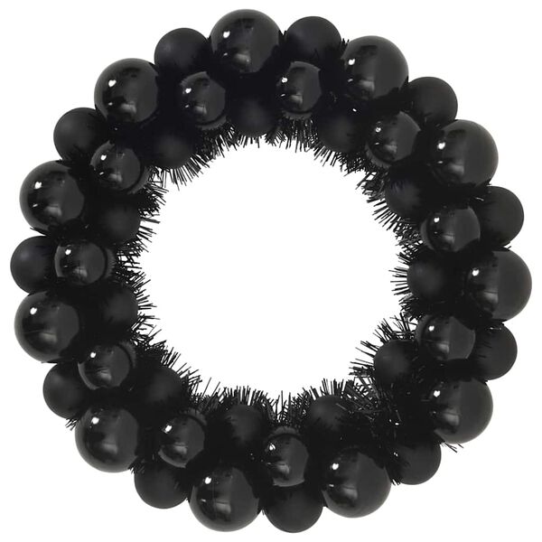 vidaXL Couronnes de Boules de Noël 2 pcs Noir 33 x 33 x 7 cm