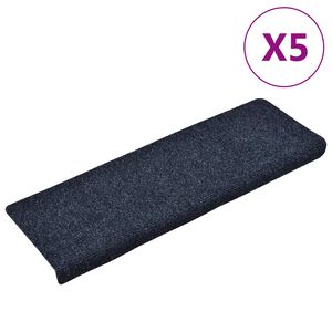 vidaXL Tapis d'escalier autocollants 5 pi&egrave;ces 65 x 21 x 4 cm Anthracite Bord rectangulaire