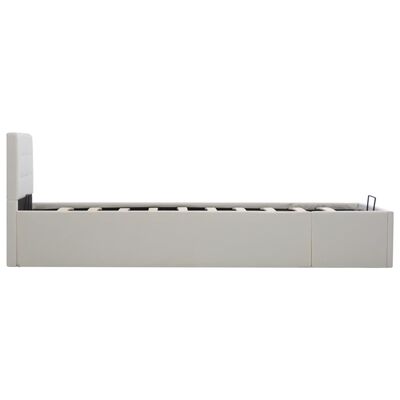 vidaXL Cadre de lit à rangement hydraulique Blanc Similicuir 90x200 cm
