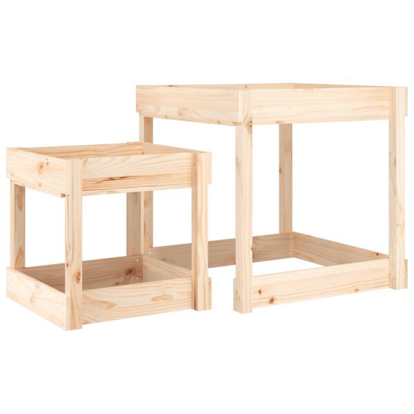 vidaXL Tables &agrave; sable 2 pcs bois de pin massif