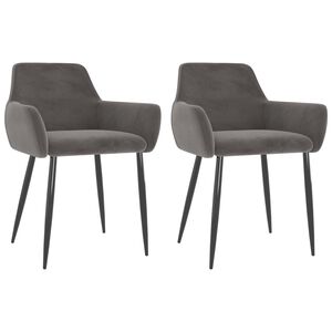 vidaXL Chaises &agrave; manger lot de 2 Gris fonc&eacute; Velours