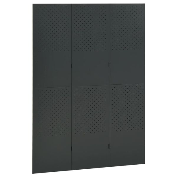 vidaXL Cloison de séparation 3 panneaux Anthracite 120x180 cm Acier