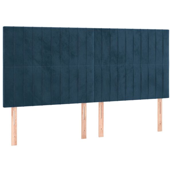 vidaXL T&ecirc;te de lit Bleu fonc&eacute; 160 x 5 x 118/128 cm Velours
