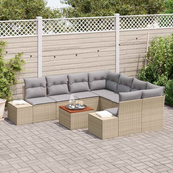 vidaXL Ensemble de canapé de jardin 9 pcs beige et gris clair