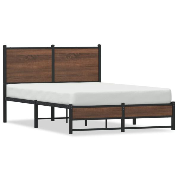 vidaXL Cadre de lit en m&eacute;tal sans matelas ch&ecirc;ne marron 120x190 cm