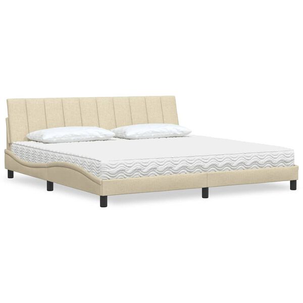 vidaXL Lit avec matelas Hanko cr&egrave;me 200x200 cm tissu