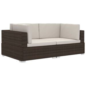 vidaXL Chaises d'angles lot de 2 avec coussins R&eacute;sine tress&eacute;e Marron