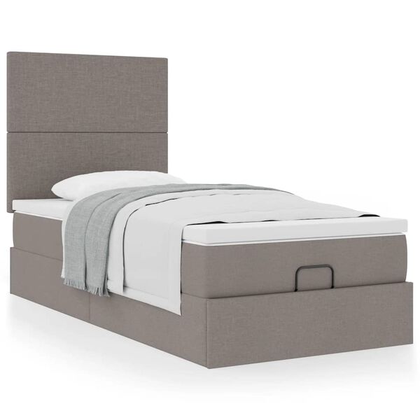 vidaXL Cadre de lit ottoman avec matelas taupe 90x190 cm tissu