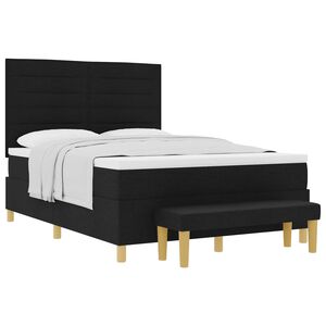 vidaXL Lit &agrave; ressorts avec matelas Noir 140 x 190 cm tissu